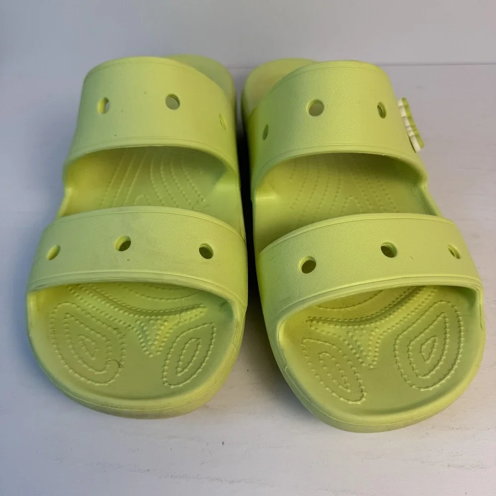 Crocs Shoes Mens Size 13 Yellow Slide‎ Sandals Slip On Double Strap Comfort